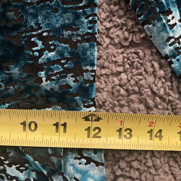 Vintage Decree Y2K Burnout Velvet Blouse Teal Womens SMALL Peplum Goth 90s - Picture 9 of 10